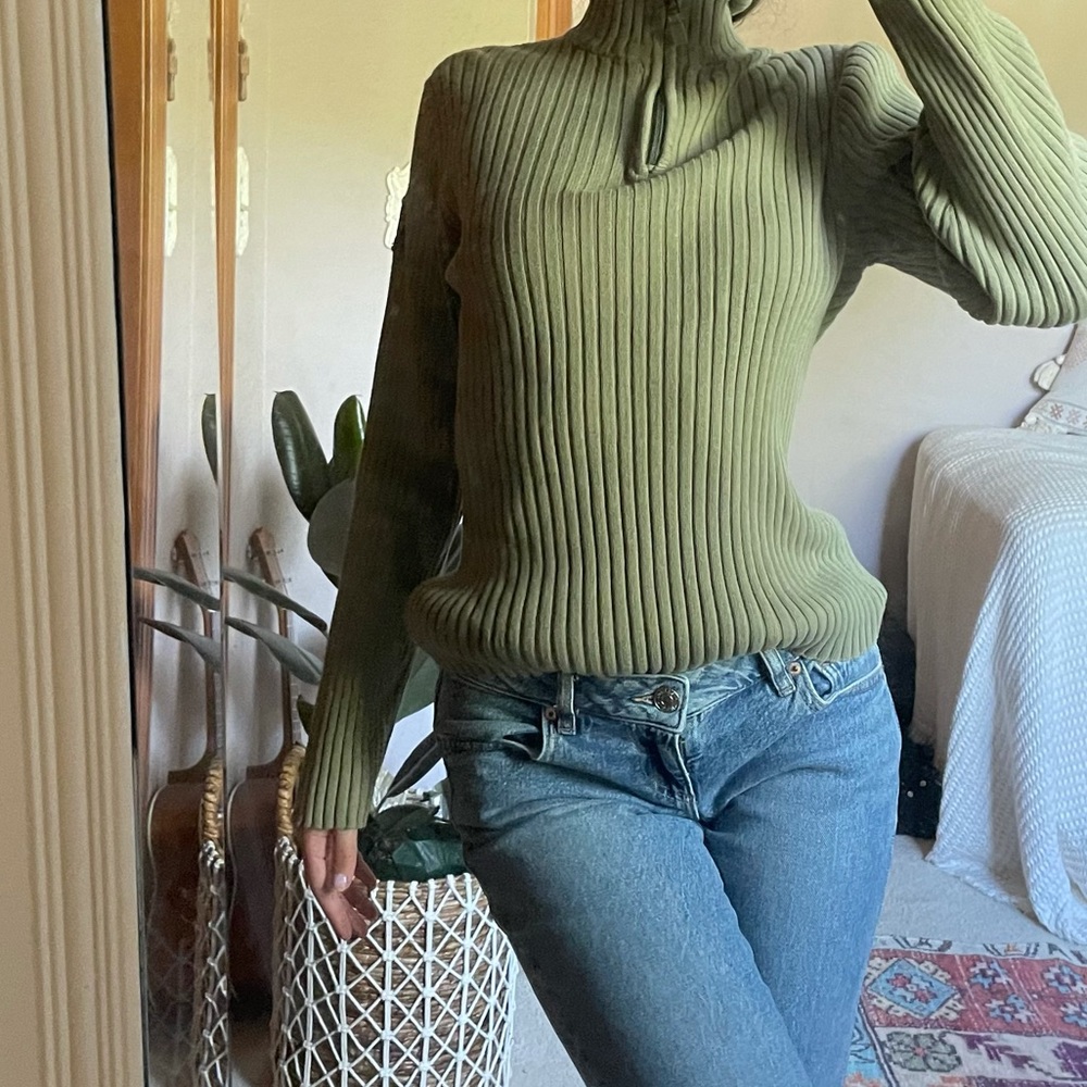 green quarter zip sweater